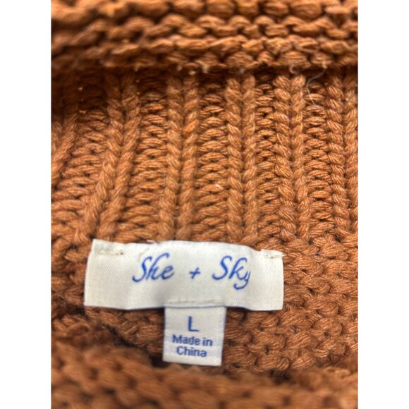 She + Sky Large Womens Rust Knit Turtleneck Sweater Large - Picture 10 of 11